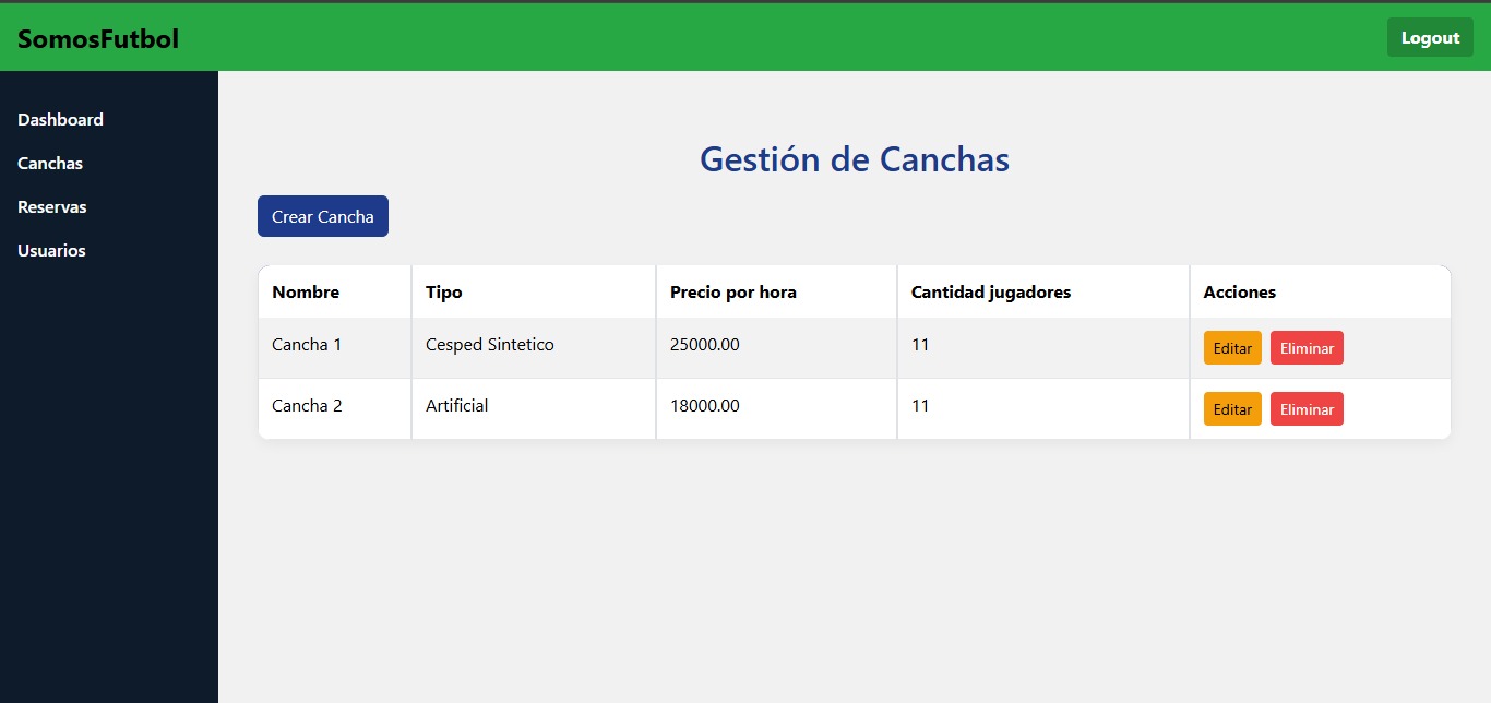 Pantallazo sistema de canchas 2
